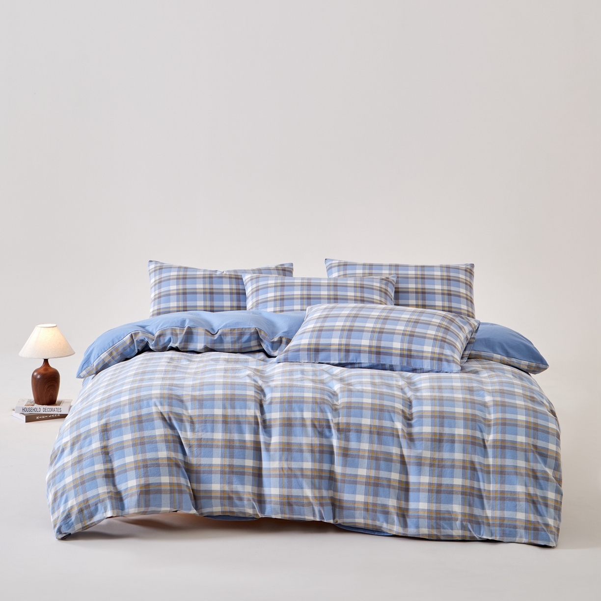 九沐良品 2025新款全棉色织水洗棉无印风四件套 莫妮卡兰