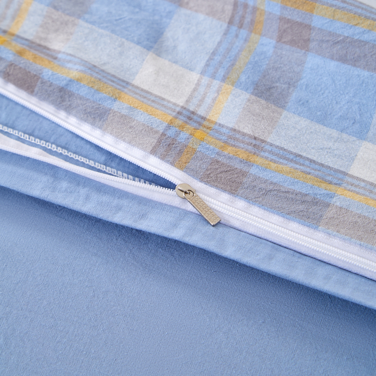 91家纺网 家纺一手货源 找家纺 九沐良品 2025新款全棉色织水洗棉无印风四件套 莫妮卡兰