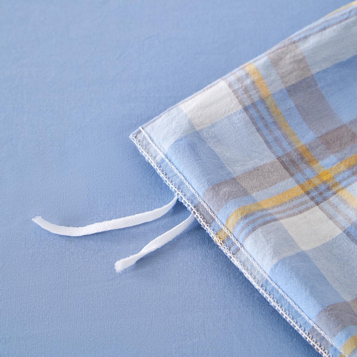 91家纺网 家纺一手货源 找家纺 九沐良品 2025新款全棉色织水洗棉无印风四件套 莫妮卡兰