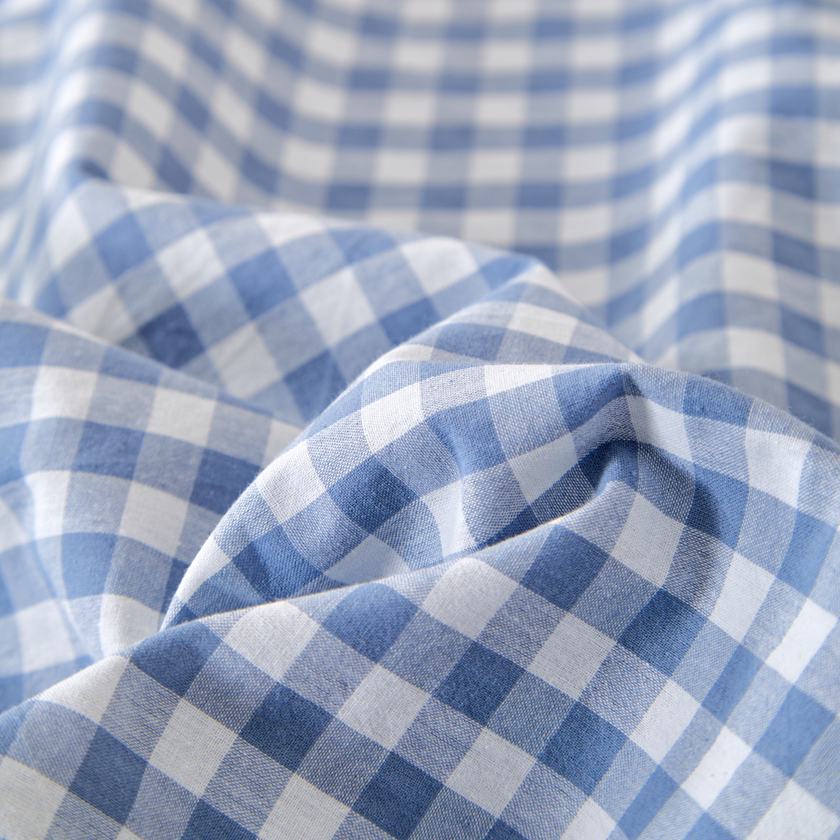 91家纺网 家纺一手货源 找家纺 九沐良品 2025新款全棉色织水洗棉无印风四件套 浅蓝小格