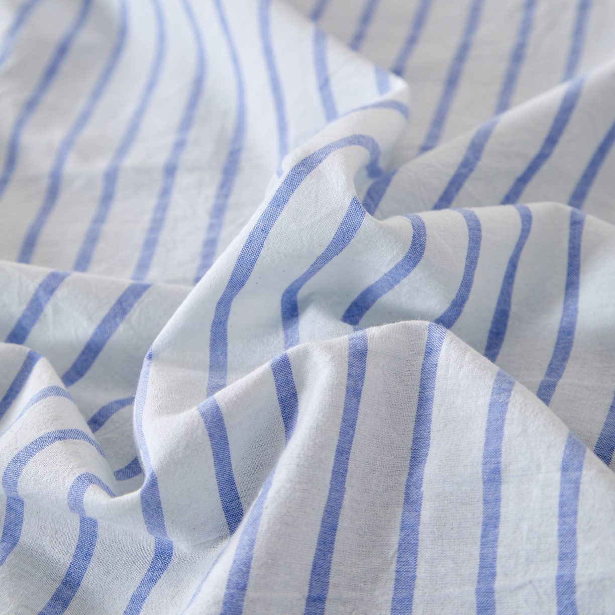 91家纺网 家纺一手货源 找家纺 九沐良品 2025新款全棉色织水洗棉无印风四件套 青春海蓝