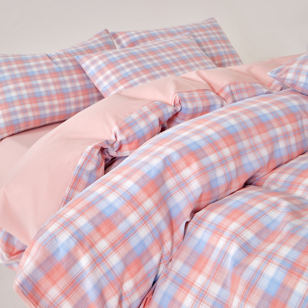 91家纺网 家纺一手货源 找家纺 九沐良品 2025新款全棉色织水洗棉无印风四件套 星空粉