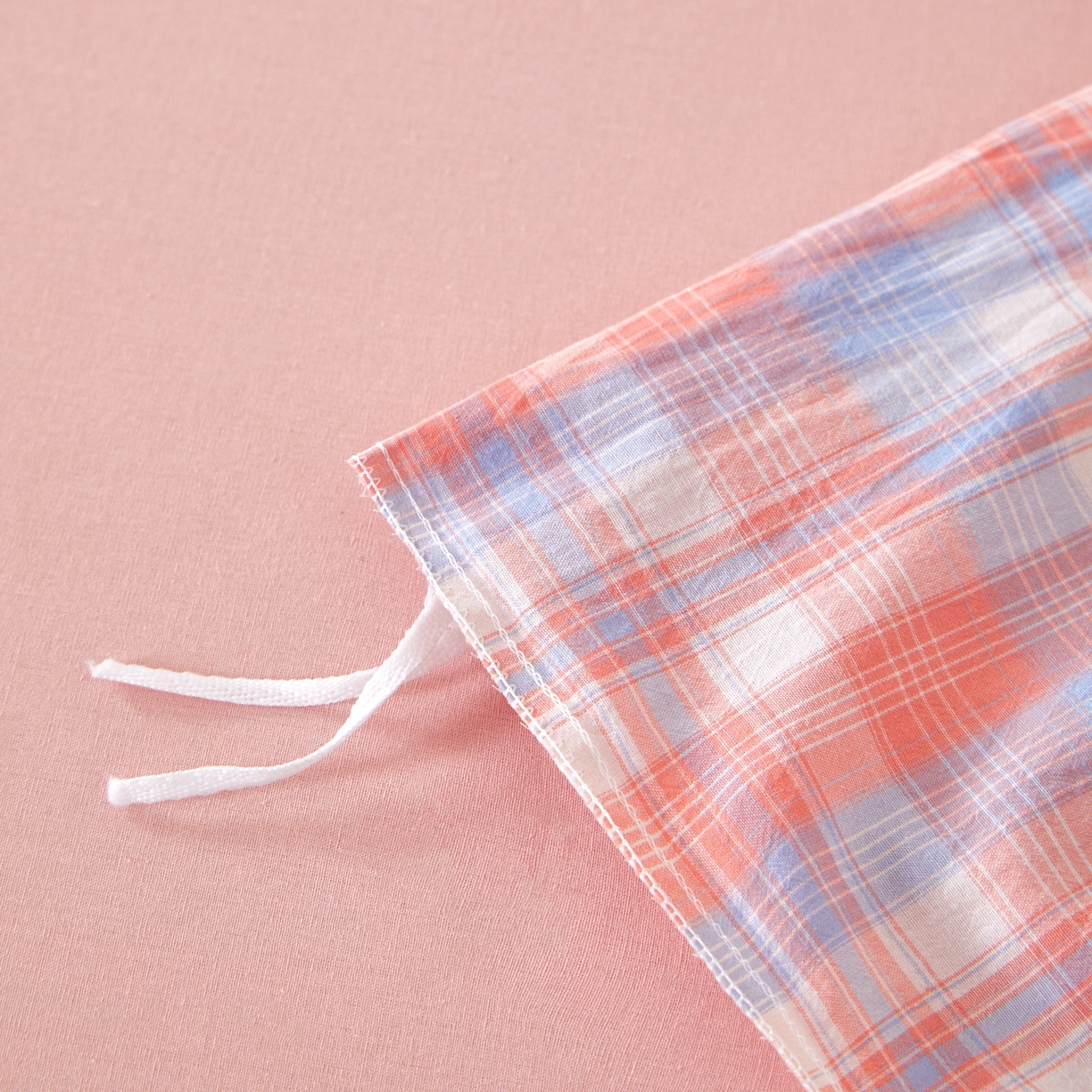 91家纺网 家纺一手货源 找家纺 九沐良品 2025新款全棉色织水洗棉无印风四件套 星空粉