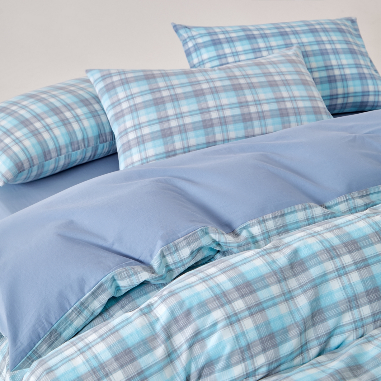 91家纺网 家纺一手货源 找家纺 九沐良品 2025新款全棉色织水洗棉无印风四件套 星空绿