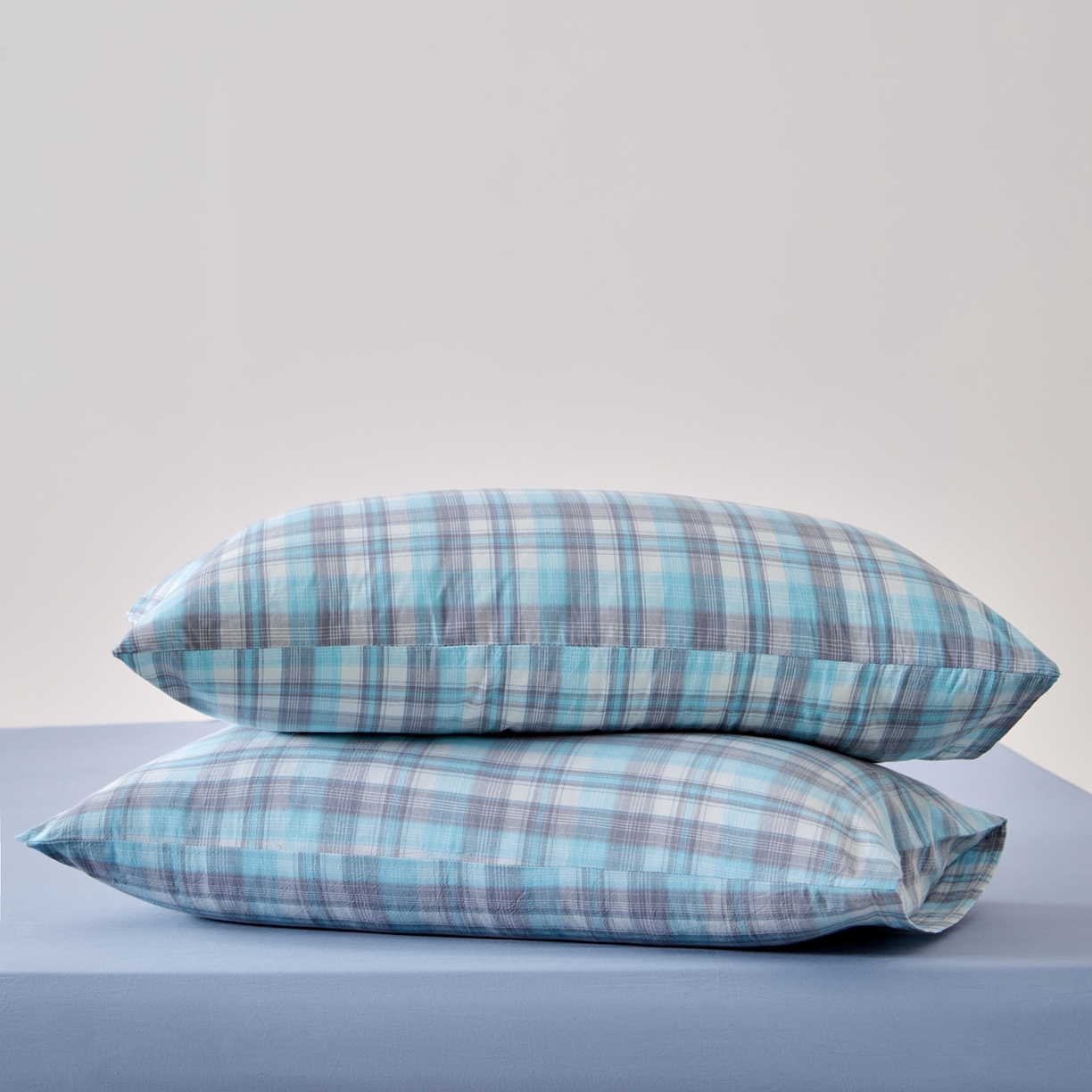 91家纺网 家纺一手货源 找家纺 九沐良品 2025新款全棉色织水洗棉无印风四件套 星空绿