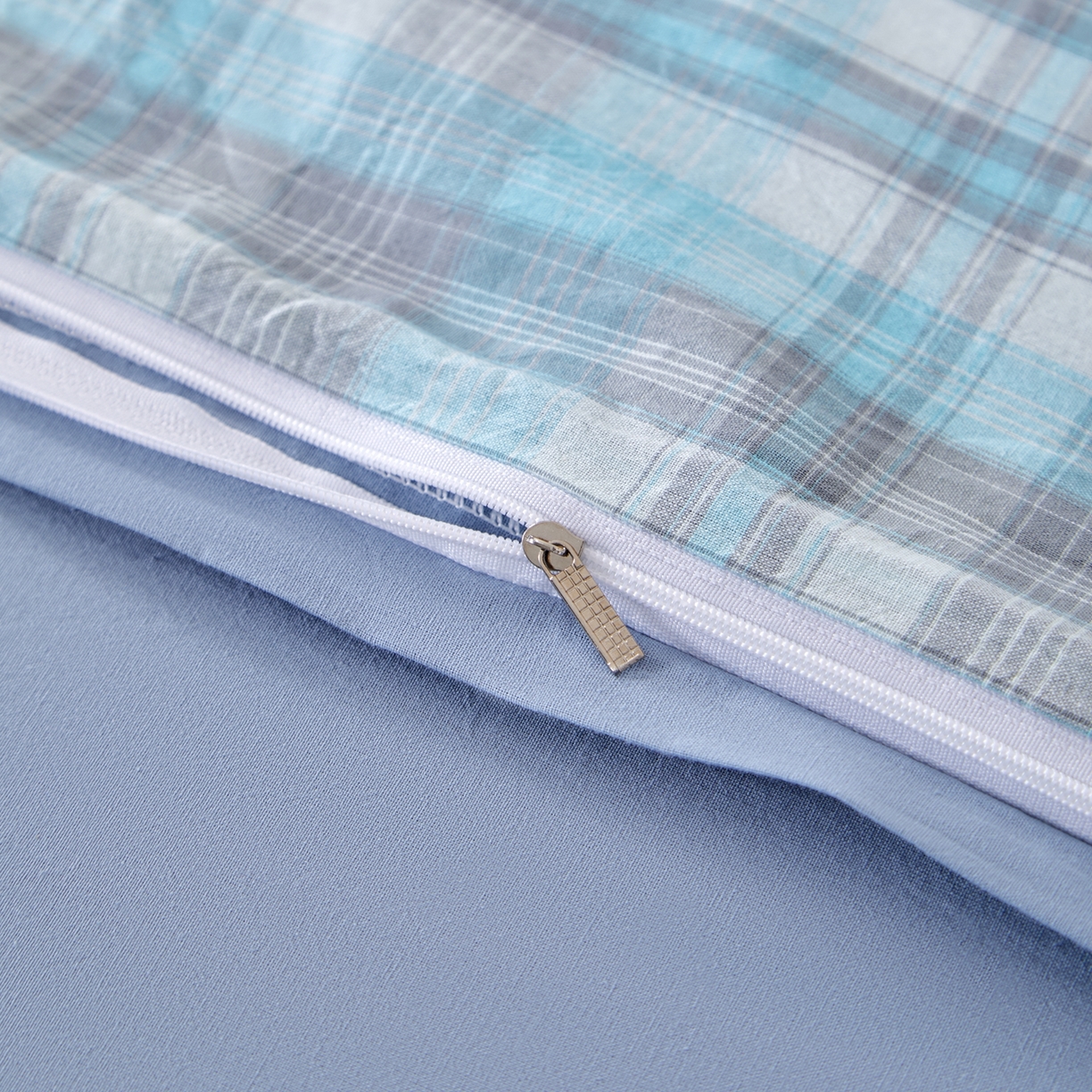 91家纺网 家纺一手货源 找家纺 九沐良品 2025新款全棉色织水洗棉无印风四件套 星空绿