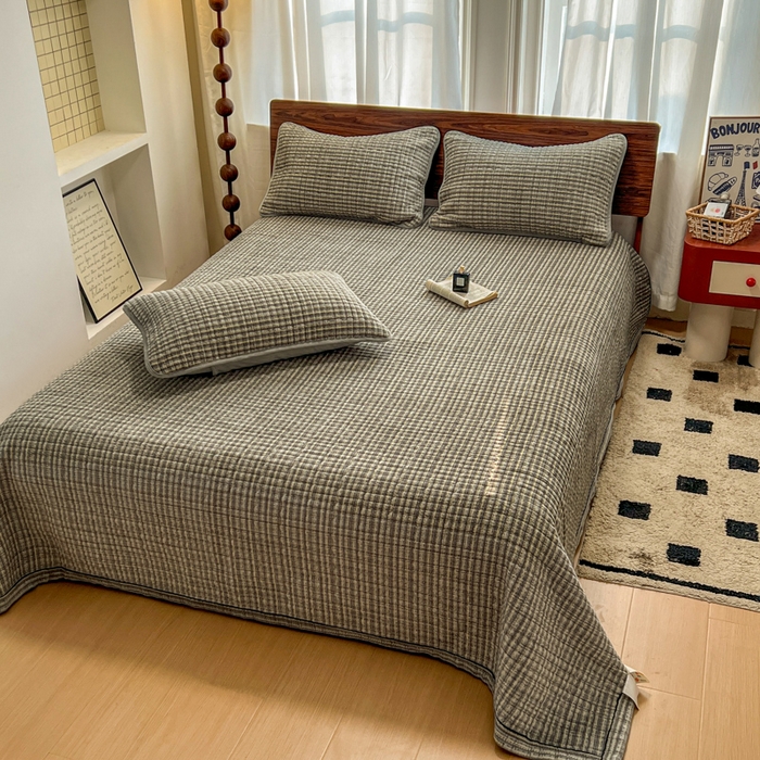 91家纺网 家纺一手货源 找家纺 芷卧 2025新款小香风牛奶绒床盖三件套 香妃-灰