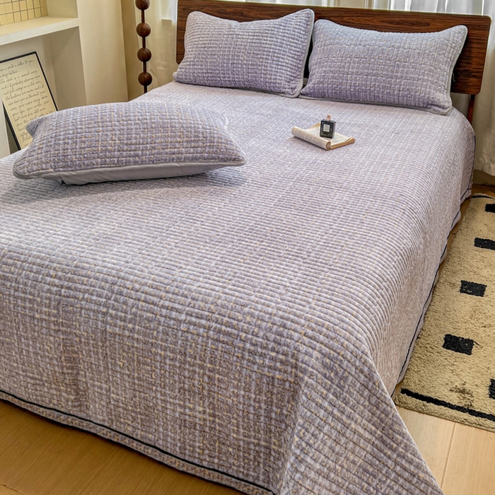 91家纺网 家纺一手货源 找家纺 芷卧 2025新款小香风牛奶绒床盖三件套 香妃-紫