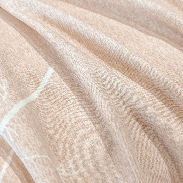 91家纺网 家纺一手货源 找家纺 凌鼎 2025新款100%全棉磨毛四件套数码印花加厚纯棉磨毛四件套 叶初开-咖