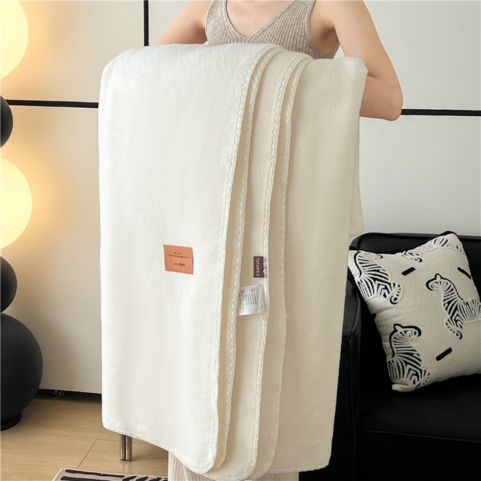 91家纺网 家纺一手货源 找家纺 琪格格纺织 2025新款高端航空水貂绒毛毯双面绒盖毯办公室家用午睡沙发毯空调毯子 奶酪 乳白