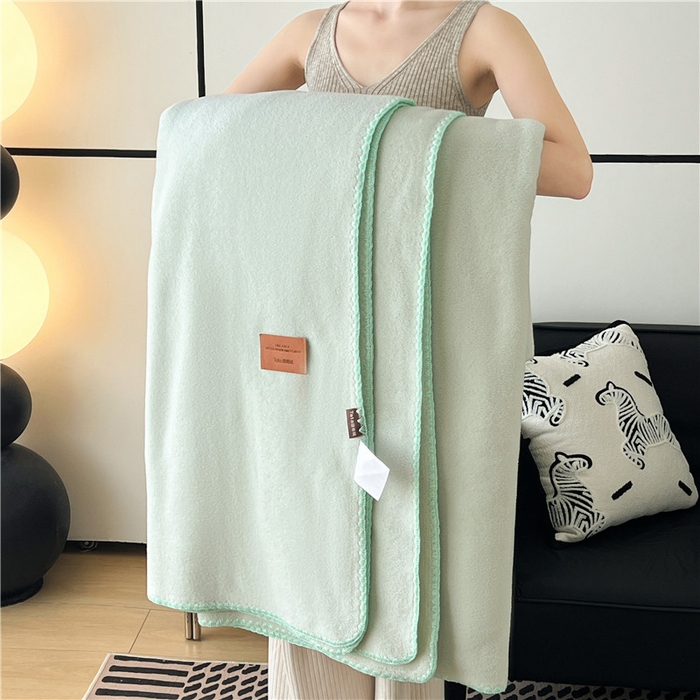 91家纺网 家纺一手货源 找家纺 琪格格纺织 2025新款高端航空水貂绒毛毯双面绒盖毯办公室家用午睡沙发毯空调毯子 抹茶 奶绿