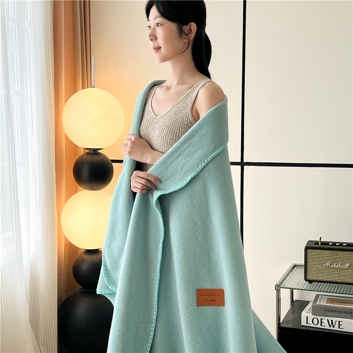 91家纺网 家纺一手货源 找家纺 琪格格纺织 2025新款高端航空水貂绒毛毯双面绒盖毯办公室家用午睡沙发毯空调毯子 青溪 蓝绿