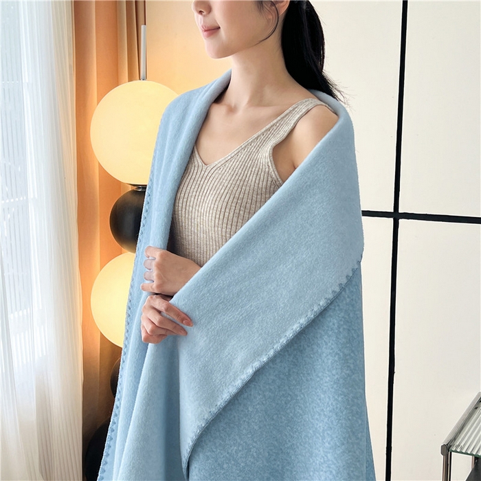 91家纺网 家纺一手货源 找家纺 琪格格纺织 2025新款高端航空水貂绒毛毯双面绒盖毯办公室家用午睡沙发毯空调毯子 海盐-蓝