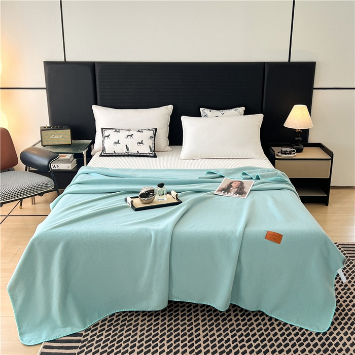 91家纺网 家纺一手货源 找家纺 琪格格纺织 2025新款高端航空水貂绒毛毯双面绒盖毯办公室家用午睡沙发毯空调毯子 青溪 蓝绿