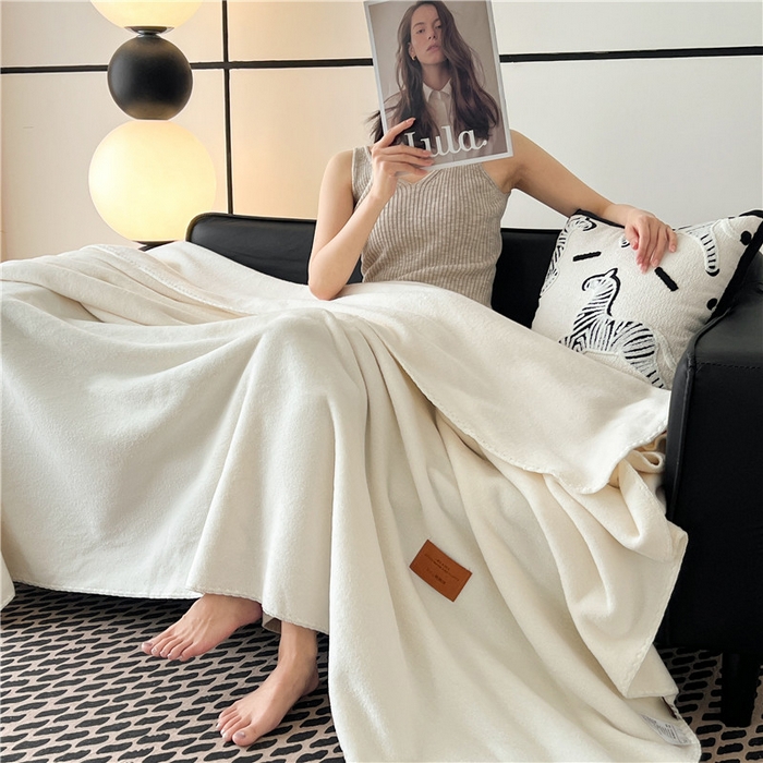 91家纺网 家纺一手货源 找家纺 琪格格纺织 2025新款高端航空水貂绒毛毯双面绒盖毯办公室家用午睡沙发毯空调毯子 奶酪 乳白