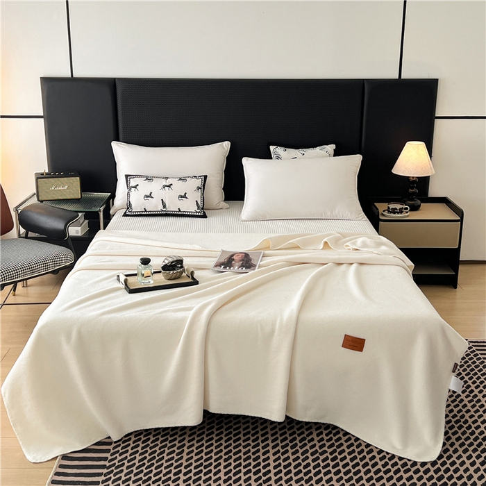 91家纺网 家纺一手货源 找家纺 琪格格纺织 2025新款高端航空水貂绒毛毯双面绒盖毯办公室家用午睡沙发毯空调毯子 奶酪 乳白