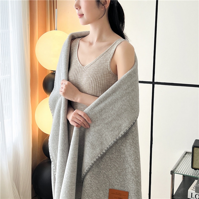 91家纺网 家纺一手货源 找家纺 琪格格纺织 2025新款高端航空水貂绒毛毯双面绒盖毯办公室家用午睡沙发毯空调毯子 石墨-浅灰