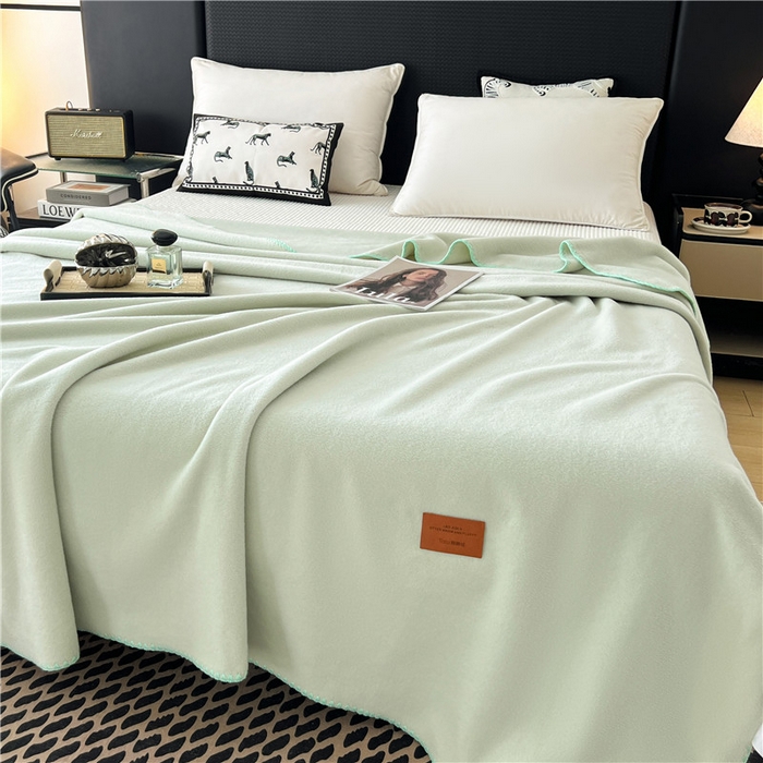 91家纺网 家纺一手货源 找家纺 琪格格纺织 2025新款高端航空水貂绒毛毯双面绒盖毯办公室家用午睡沙发毯空调毯子 抹茶 奶绿