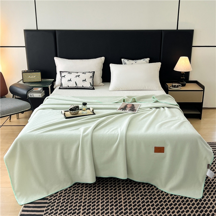 91家纺网 家纺一手货源 找家纺 琪格格纺织 2025新款高端航空水貂绒毛毯双面绒盖毯办公室家用午睡沙发毯空调毯子 抹茶 奶绿