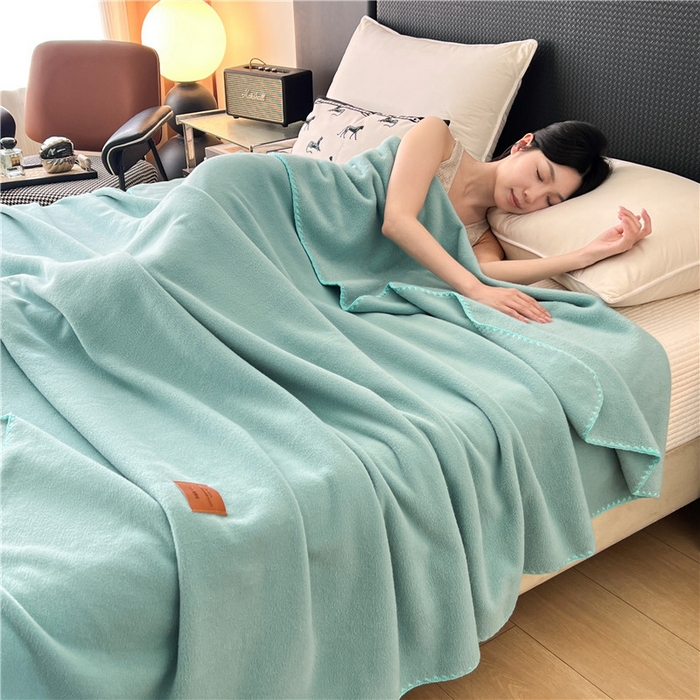 91家纺网 家纺一手货源 找家纺 琪格格纺织 2025新款高端航空水貂绒毛毯双面绒盖毯办公室家用午睡沙发毯空调毯子 青溪 蓝绿