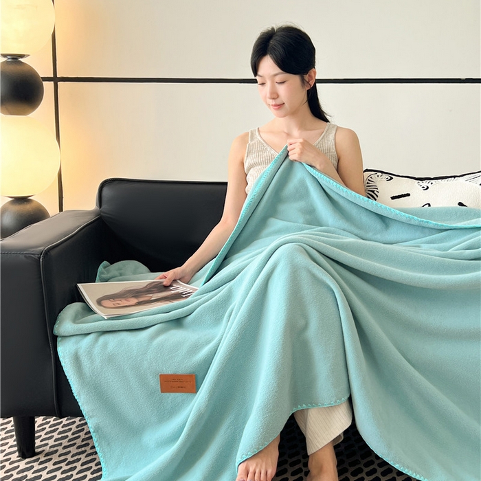 91家纺网 家纺一手货源 找家纺 琪格格纺织 2025新款高端航空水貂绒毛毯双面绒盖毯办公室家用午睡沙发毯空调毯子 青溪 蓝绿