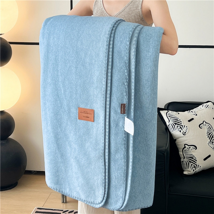 91家纺网 家纺一手货源 找家纺 琪格格纺织 2025新款高端航空水貂绒毛毯双面绒盖毯办公室家用午睡沙发毯空调毯子 海盐-蓝