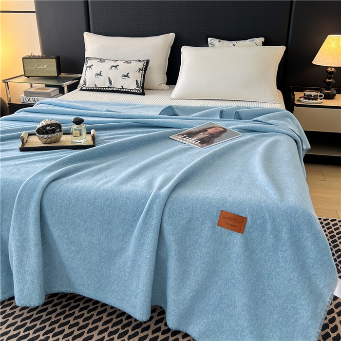 91家纺网 家纺一手货源 找家纺 琪格格纺织 2025新款高端航空水貂绒毛毯双面绒盖毯办公室家用午睡沙发毯空调毯子 海盐-蓝