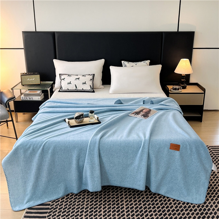 91家纺网 家纺一手货源 找家纺 琪格格纺织 2025新款高端航空水貂绒毛毯双面绒盖毯办公室家用午睡沙发毯空调毯子 海盐-蓝