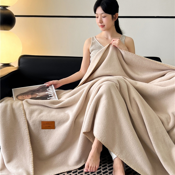 91家纺网 家纺一手货源 找家纺 琪格格纺织 2025新款高端航空水貂绒毛毯双面绒盖毯办公室家用午睡沙发毯空调毯子 茶纸-浅咖