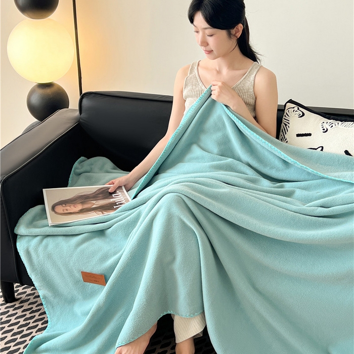 91家纺网 家纺一手货源 找家纺 琪格格纺织 2025新款高端航空水貂绒毛毯双面绒盖毯办公室家用午睡沙发毯空调毯子 青溪 蓝绿