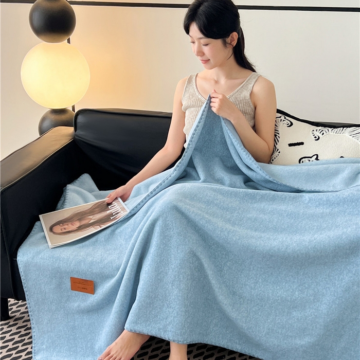 91家纺网 家纺一手货源 找家纺 琪格格纺织 2025新款高端航空水貂绒毛毯双面绒盖毯办公室家用午睡沙发毯空调毯子 海盐-蓝