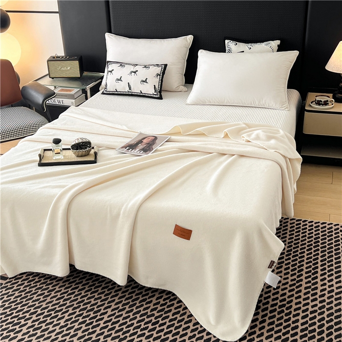 91家纺网 家纺一手货源 找家纺 琪格格纺织 2025新款高端航空水貂绒毛毯双面绒盖毯办公室家用午睡沙发毯空调毯子 奶酪 乳白