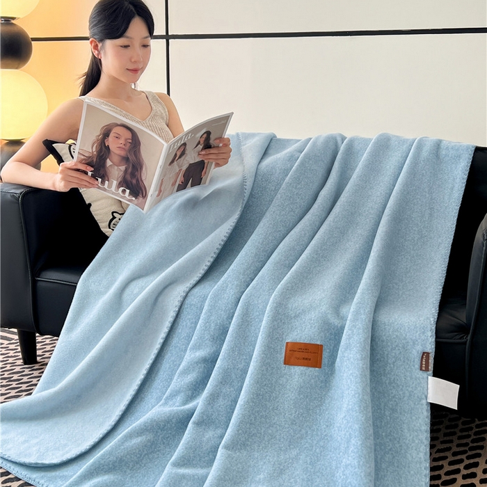 91家纺网 家纺一手货源 找家纺 琪格格纺织 2025新款高端航空水貂绒毛毯双面绒盖毯办公室家用午睡沙发毯空调毯子 海盐-蓝