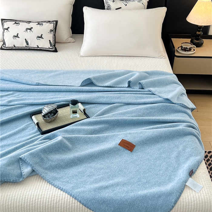 91家纺网 家纺一手货源 找家纺 琪格格纺织 2025新款高端航空水貂绒毛毯双面绒盖毯办公室家用午睡沙发毯空调毯子 海盐-蓝