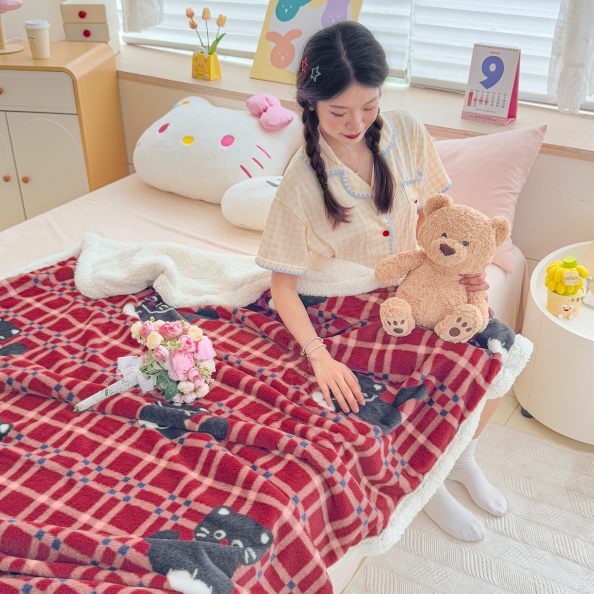 91家纺网 家纺一手货源 找家纺 （总）KA家纺 2025新款兔毛绒毛毯 印花牛奶绒盖毯 多功能被套毯