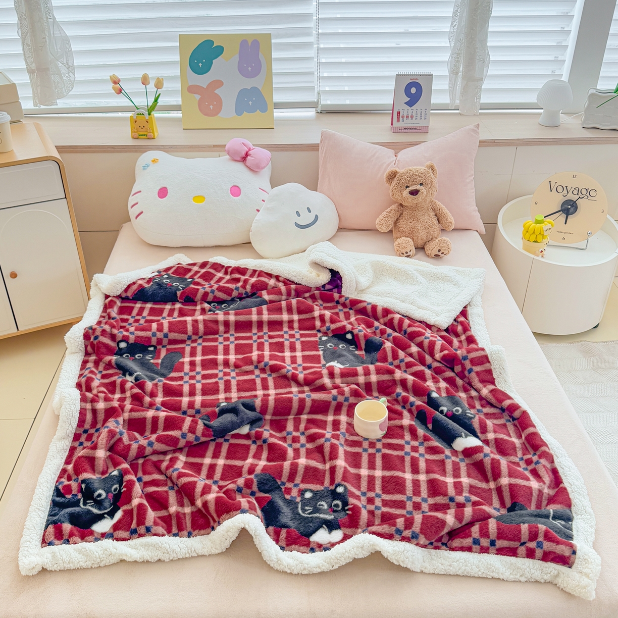 91家纺网 家纺一手货源 找家纺 （总）KA家纺 2025新款兔毛绒毛毯 印花牛奶绒盖毯 多功能被套毯