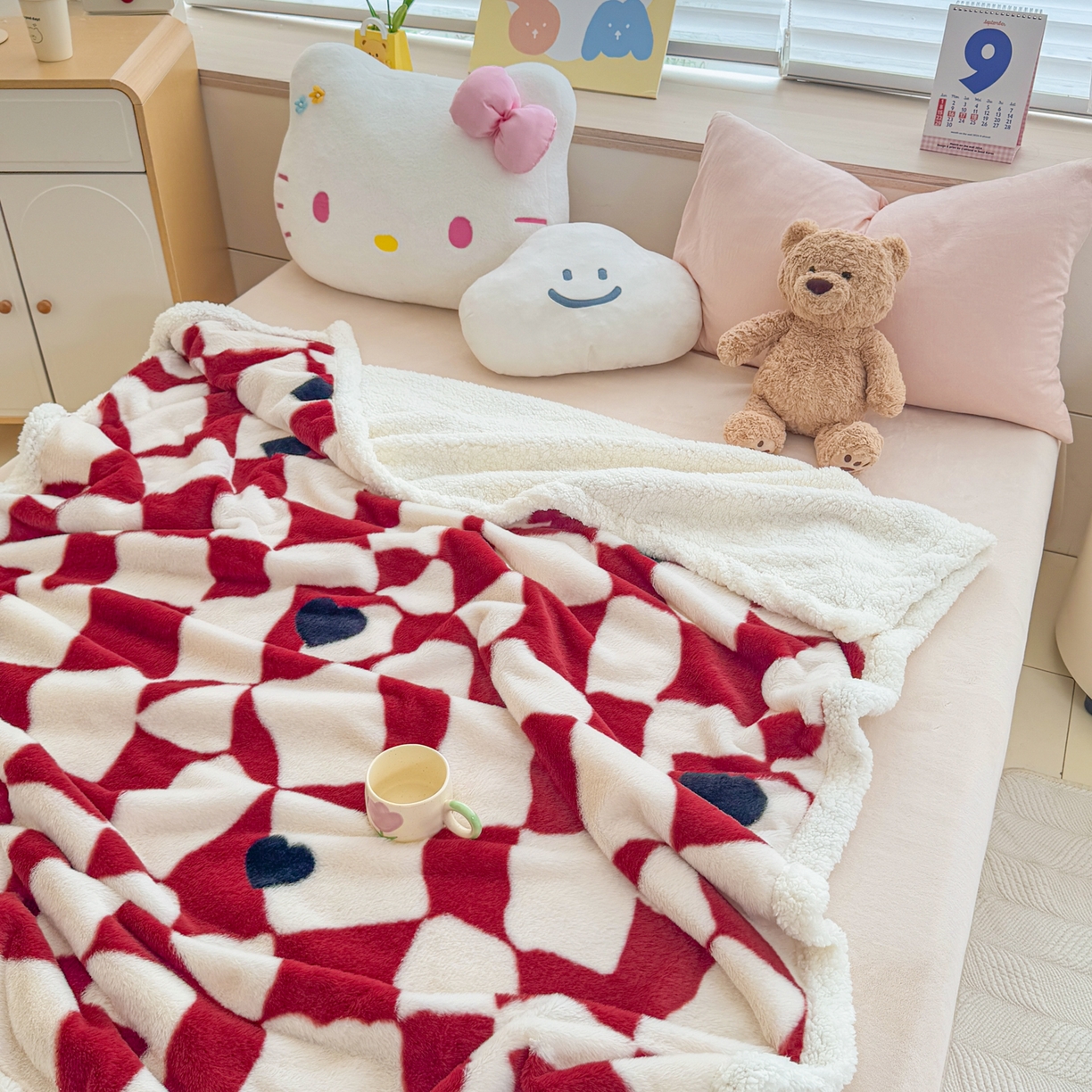 91家纺网 家纺一手货源 找家纺 KA家纺 2025新款兔毛绒毛毯 印花牛奶绒盖毯 多功能被套毯 兔绒毯 几何世界