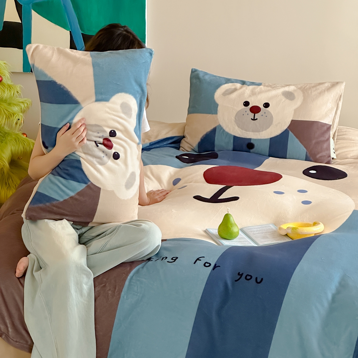 91家纺网 家纺一手货源 找家纺 （总）桃子家居 2025新品A类ins博主大版卡通数码印花加厚牛奶绒系列四件套