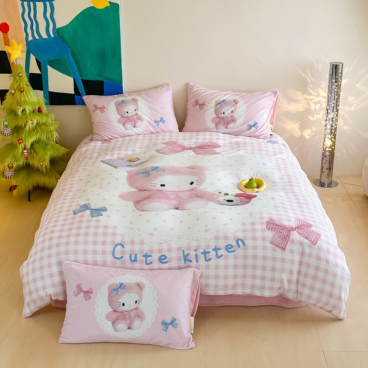 91家纺网 家纺一手货源 找家纺 （总）桃子家居 2025新品A类ins博主大版卡通数码印花加厚牛奶绒系列四件套