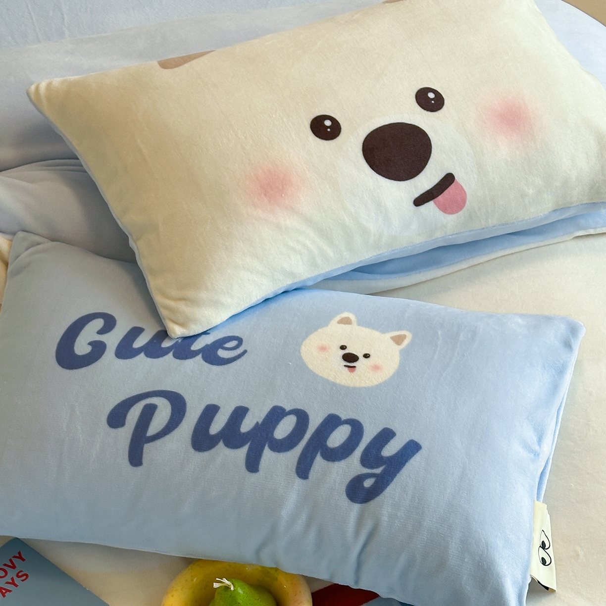 91家纺网 家纺一手货源 找家纺 桃子家居 2025新品A类ins博主大版卡通数码印花加厚牛奶绒系列四件套 绒大版-萌萌西高地