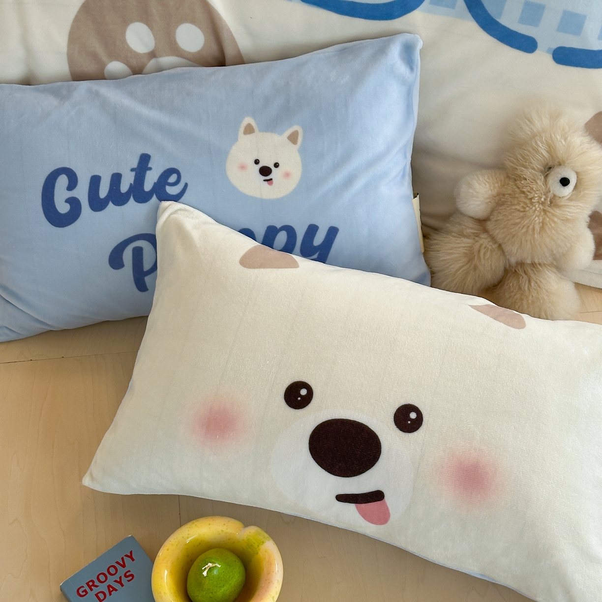 91家纺网 家纺一手货源 找家纺 桃子家居 2025新品A类ins博主大版卡通数码印花加厚牛奶绒系列四件套 绒大版-萌萌西高地