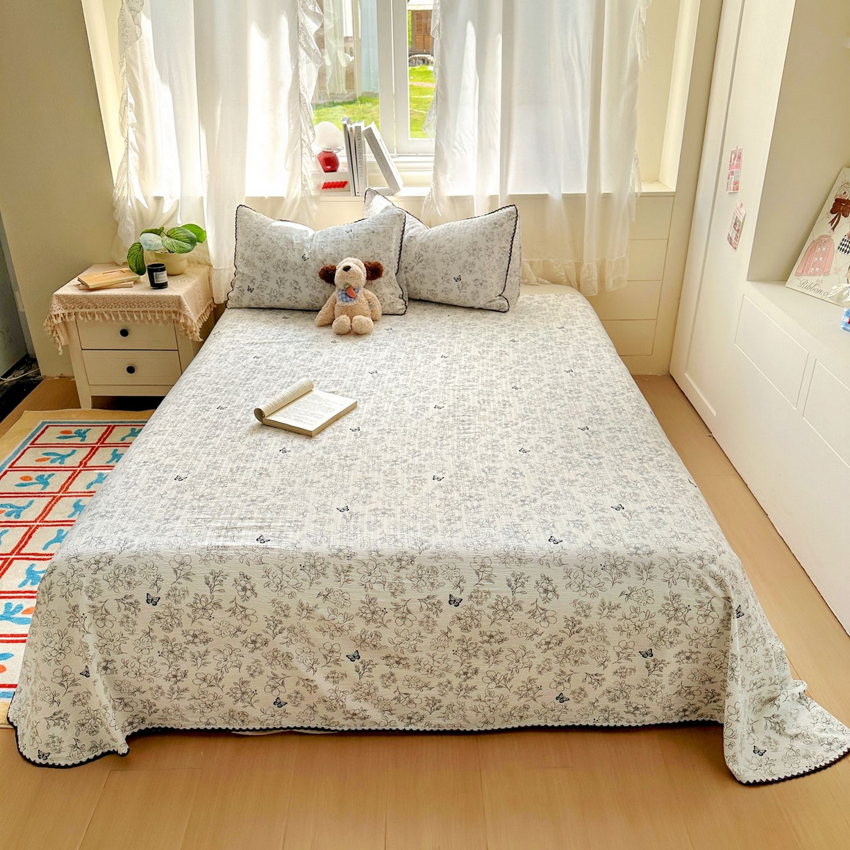 91家纺网 家纺一手货源 找家纺 （总）优卡迪家纺馆 2025新款皱皱棉小花边床单（下载文件包含买家秀）