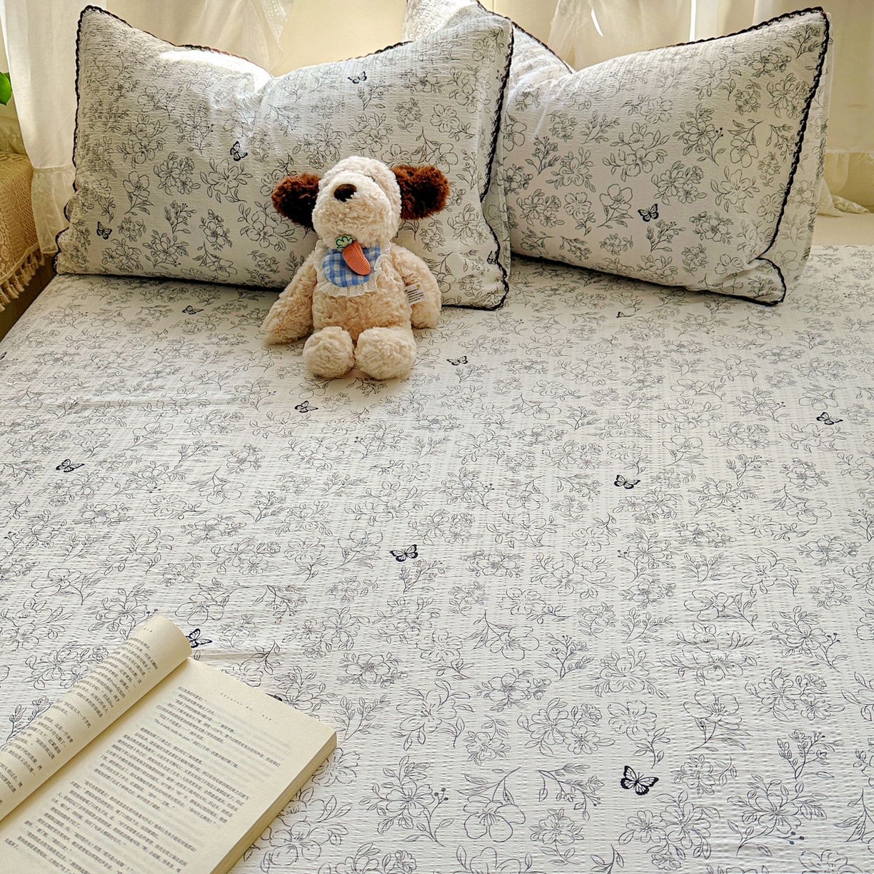 91家纺网 家纺一手货源 找家纺 （总）优卡迪家纺馆 2025新款皱皱棉小花边床单（下载文件包含买家秀）