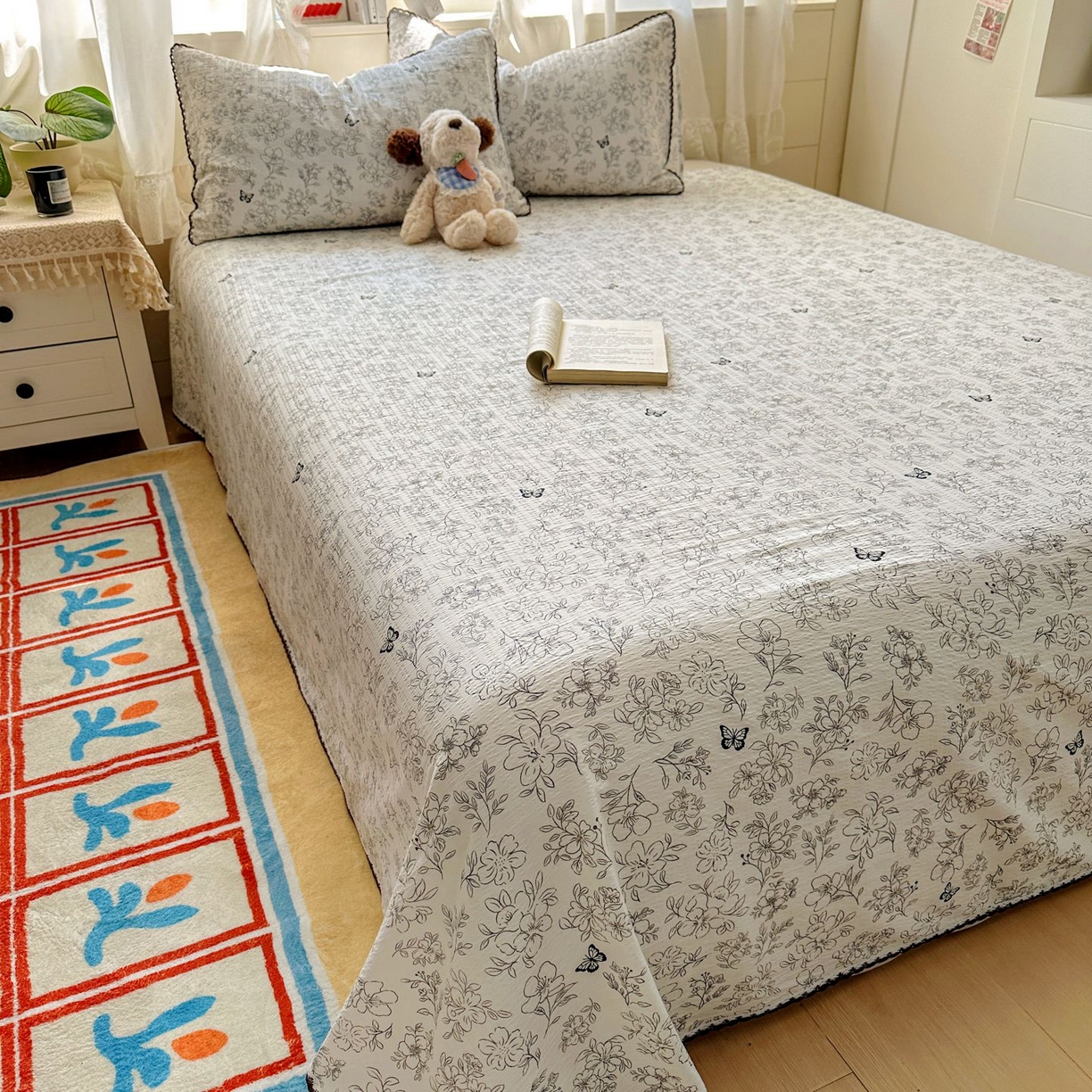 91家纺网 家纺一手货源 找家纺 （总）优卡迪家纺馆 2025新款皱皱棉小花边床单（下载文件包含买家秀）