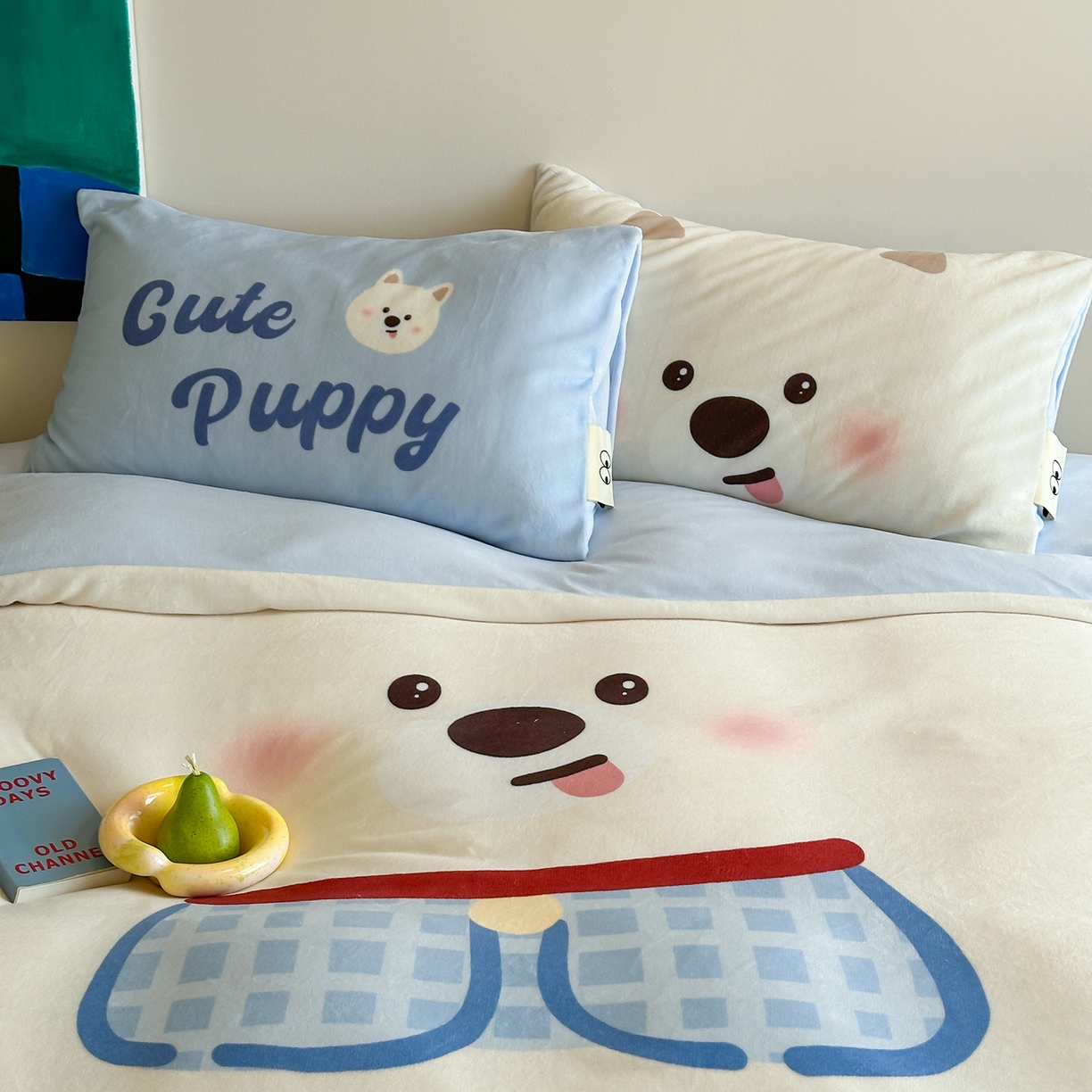 91家纺网 家纺一手货源 找家纺 桃子家居 2025新品A类ins博主大版卡通数码印花加厚牛奶绒系列四件套 绒大版-萌萌西高地