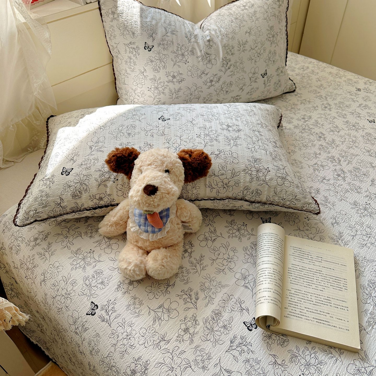 91家纺网 家纺一手货源 找家纺 （总）优卡迪家纺馆 2025新款皱皱棉小花边床单（下载文件包含买家秀）