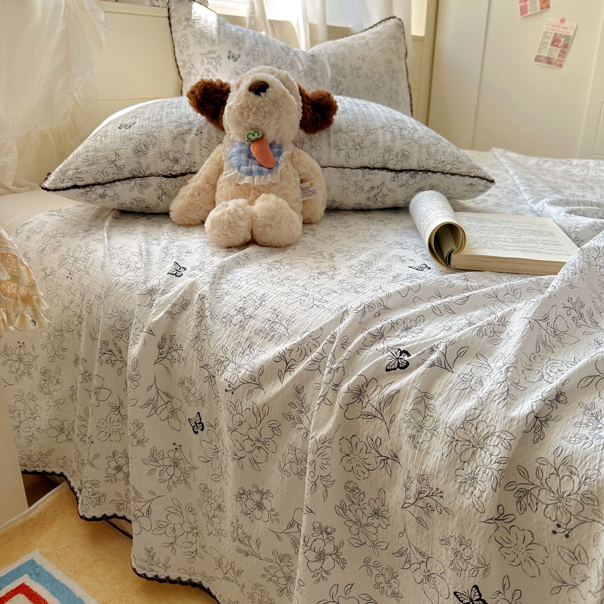 91家纺网 家纺一手货源 找家纺 （总）优卡迪家纺馆 2025新款皱皱棉小花边床单（下载文件包含买家秀）