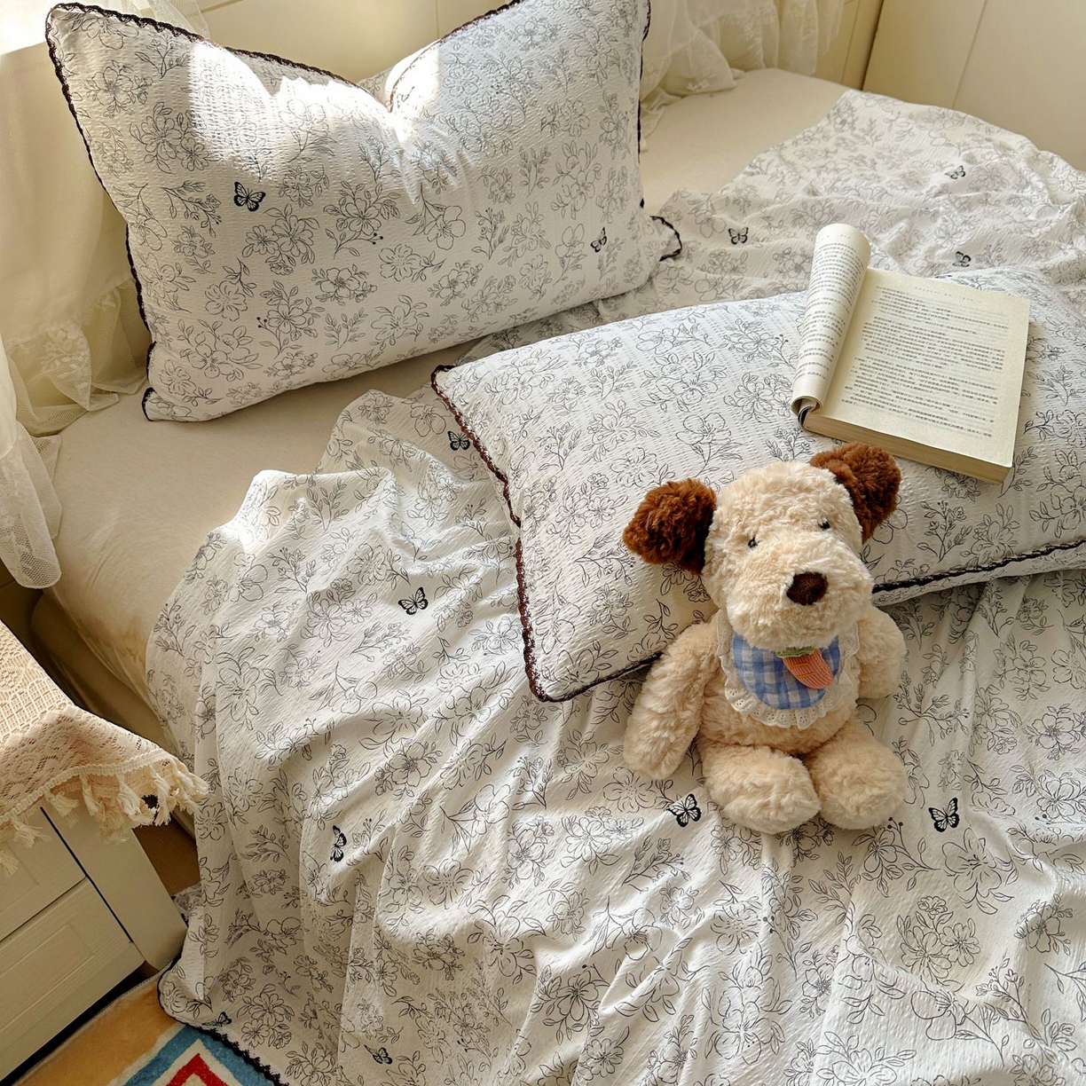 91家纺网 家纺一手货源 找家纺 （总）优卡迪家纺馆 2025新款皱皱棉小花边床单（下载文件包含买家秀）