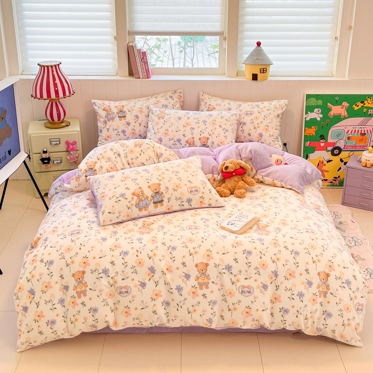 91家纺网 家纺一手货源 找家纺 （总）佳汐蓝家纺 2025新款190克高克重牛奶绒印花四件套