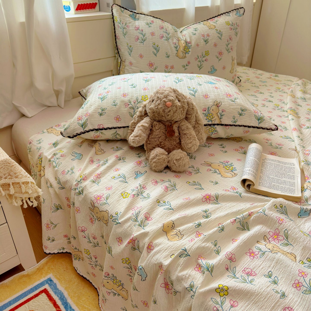 91家纺网 家纺一手货源 找家纺 （总）优卡迪家纺馆 2025新款皱皱棉小花边床单（下载文件包含买家秀）